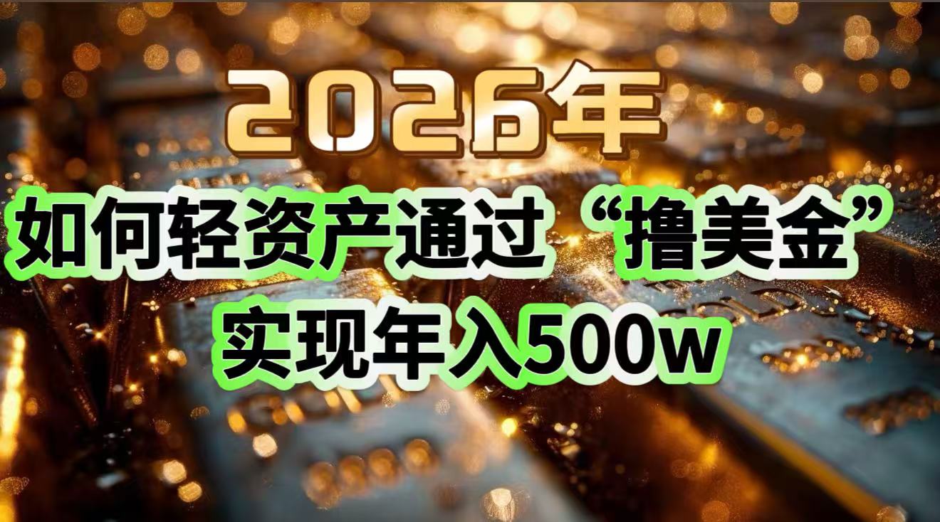 2026年如何轻资产通过“撸美金”实现年入500w-神游资源网