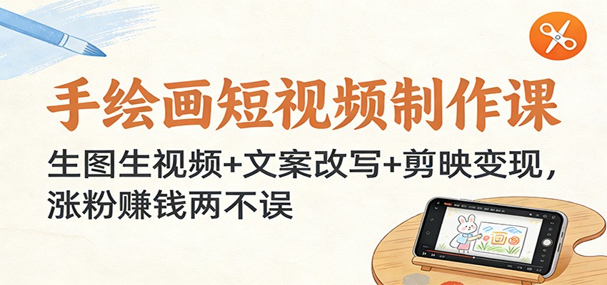 手绘画短视频制作课：生图生视频+文案改写+剪映变现，涨粉赚钱两不误-神游资源网