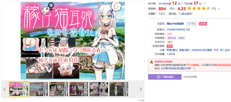 图片[1]-[日式SLG/汉化] 赚钱吧!猫耳娘～异世界卖春SLG～ 稼げ猫耳娘 ～異世界売春SLG～ AI汉化版+全CG存档 [2.40G]