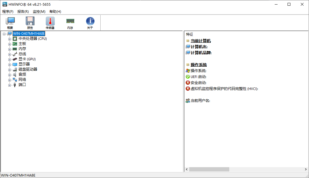 HWiNFO(专业系统信息检测工具) v8.40 / 8.41.5905 中文绿色版
