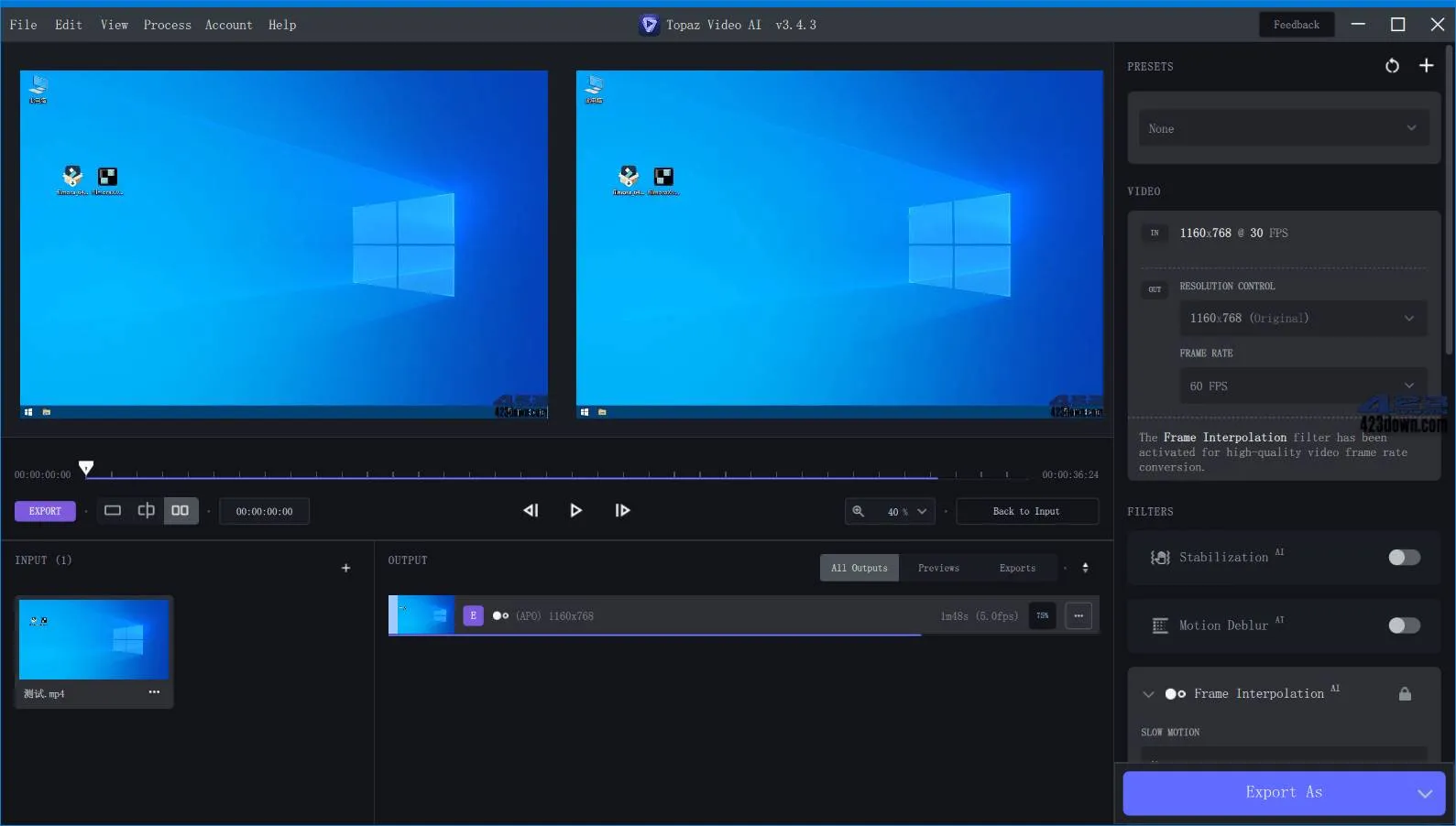 Topaz Video AI(免费视频增强工具) v1.2.0 / 1.2.1 英文便携版