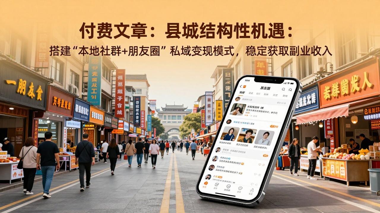 付费文章:县城结构性机遇:搭建“本地社群+朋友圈”私域变现模式,稳定获取副业收入-神游资源网