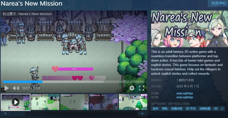 图片[1]-增添AZ【动作ACT/像素动态】娜莉亚的新任务（Narea’s New Mission ） v1.7  官中步兵版+存档 [PC+安卓510M]