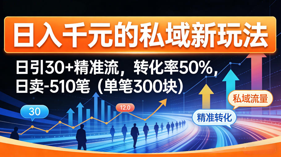 日入千米的私域新玩法：日引30＋精准流，转化率50%，日卖5-10笔(单笔300米)-神游资源网