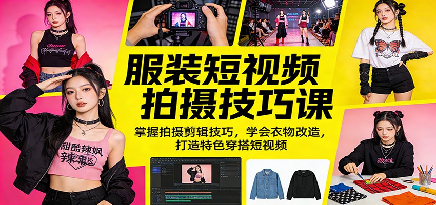 服装短视频拍摄技巧课：掌握拍摄剪辑技巧，学会衣物改造，打造特色穿搭短视频-神游资源网