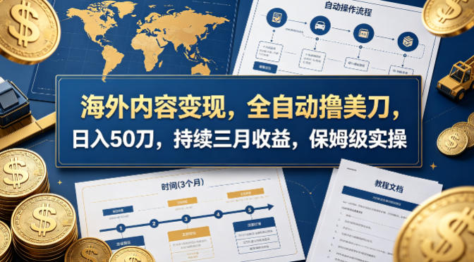 海外内容变现，全自动撸美刀，日入50刀，持续三月收益，保姆级实操【揭秘】-神游资源网