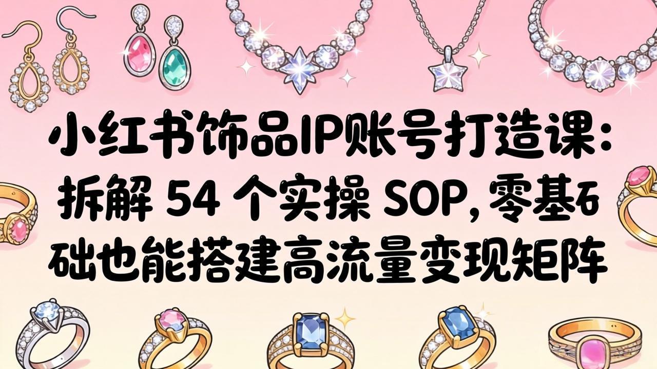 小红书饰品IP账号打造课：拆解 54 个实操 SOP，零基础也能搭建高流量变现矩阵-神游资源网