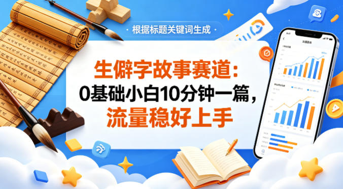 公众号流量主——生僻字故事赛道，流量稳，好上手，0基础小白也能10分钟一篇-神游资源网