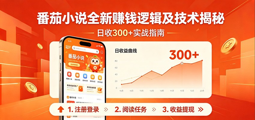 番茄小说全新赚钱逻辑及技术日收300+，小白新书皆可做！无脑赚就行了！-神游资源网