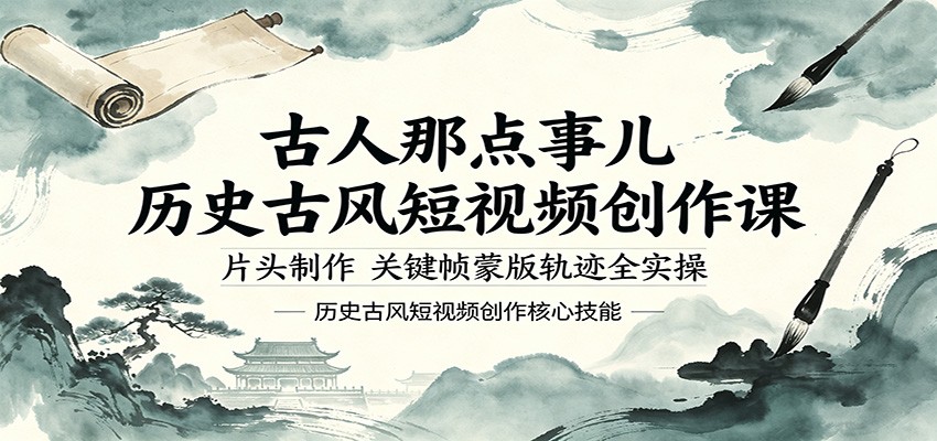 古人那点事儿历史古风短视频创作课，片头制作，关键帧蒙版轨迹全实操-神游资源网