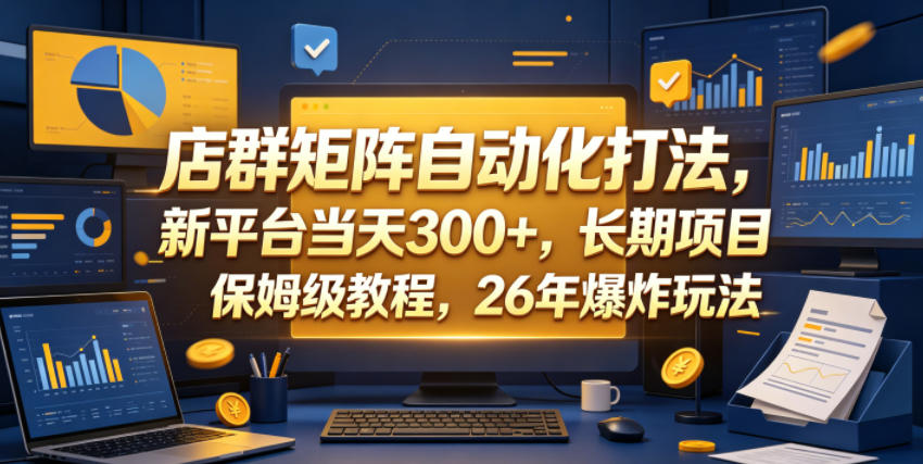 店群矩阵自动化打法，新平台当天300+，长期项目，保姆级教程，26年爆炸玩法【揭秘】-神游资源网