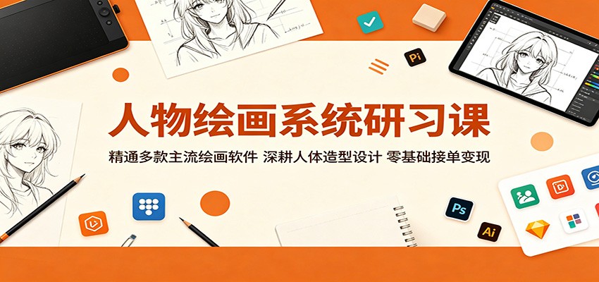 人物绘画系统研习课：精通多款主流绘画软件，深耕人体造型设计，零基础接单变现-神游资源网