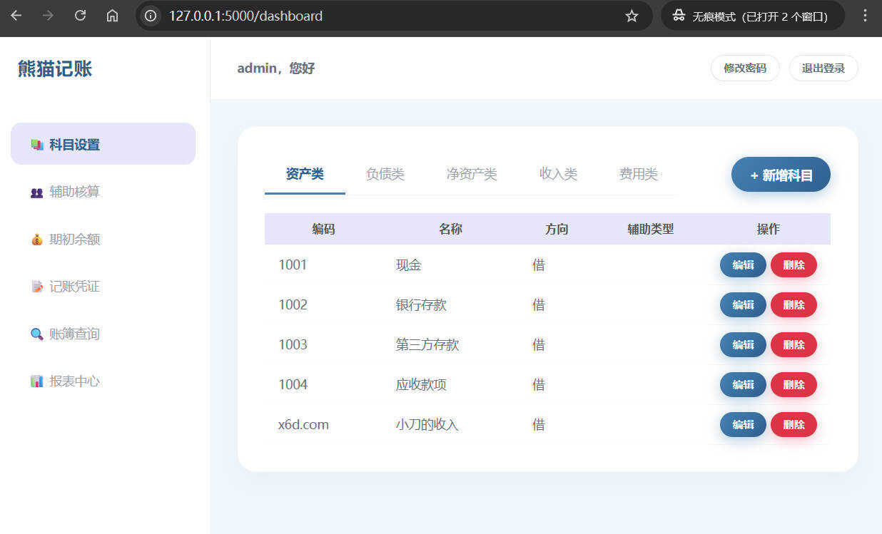 Web个人复式记账工具熊猫记账V1.0-趣奇资源网-第6张图片