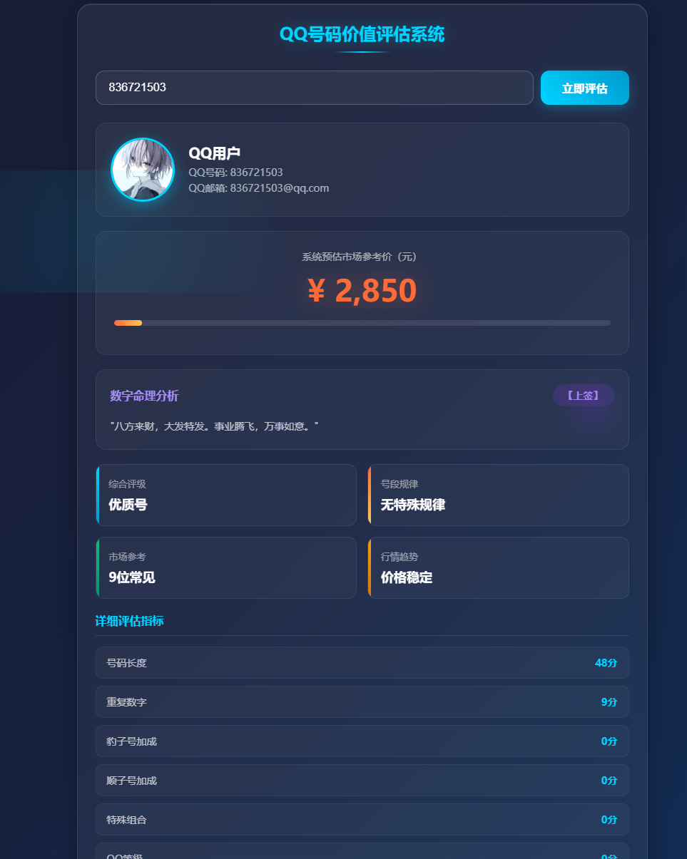 改良了一下QQ号码价值评估仅供娱乐-神游资源网