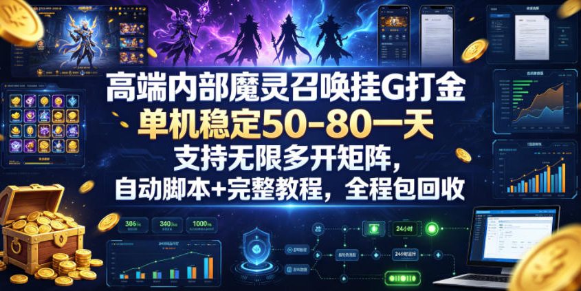 高端内部魔灵召唤挂G打金,单机稳定50-80一天,支持无限多开矩阵,自动脚本+完整教程,全程包回收【揭秘】-神游资源网
