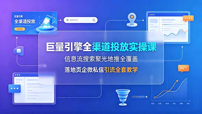 巨量引擎全渠道投放实操课,信息流搜索聚光地推全覆盖,落地页企微私信引流全套教学-神游资源网